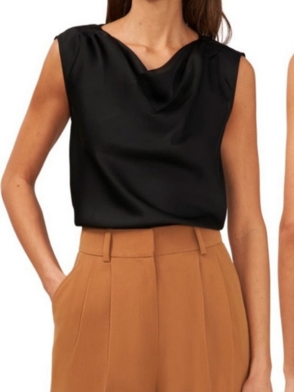 Halogen Black Sleeveless Cowl Neck Blouse